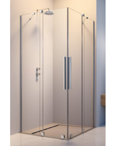 IŠPARDAVIMAS. Radaway Furo KDD 100x90x200cm kampinė dušo kabina, chromo profiliai, skaidrus stiklas