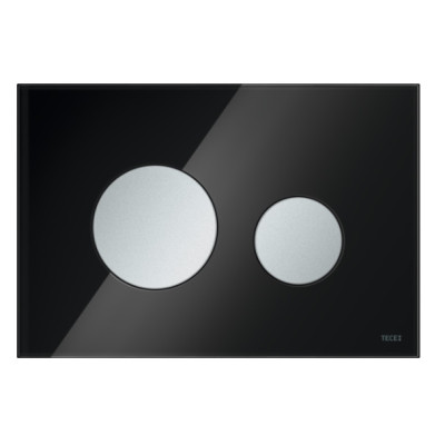 IŠPARDAVIMAS. TECEloop dvigubas vandens nuleidimo klavišas stikliniu paviršiumi (Juodas stiklas / klavišai matinio chromo)