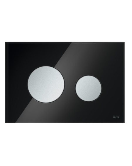 IŠPARDAVIMAS. TECEloop dvigubas vandens nuleidimo klavišas stikliniu paviršiumi (Juodas stiklas / klavišai matinio chromo)