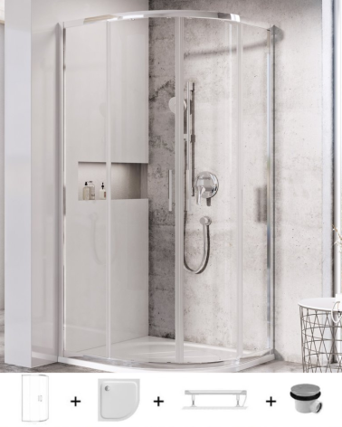 Ravak dušo komplektas 5in1 Blix Slim BLSCP4, 90x90 (pasirenkama profilių spalva)