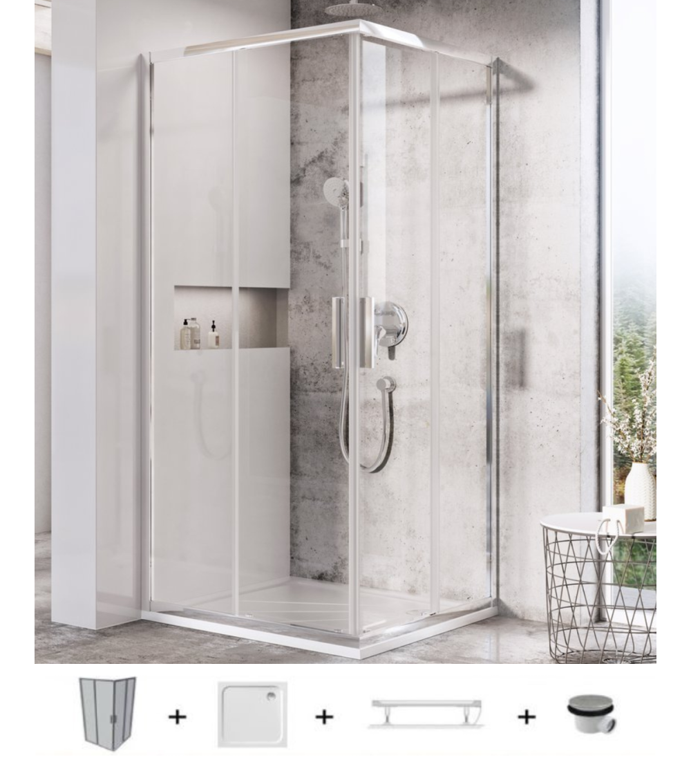 Ravak Blix Slim BLSRV2 5in1 dušo komplektas, 80x80 (pasirenkama profilių spalva)