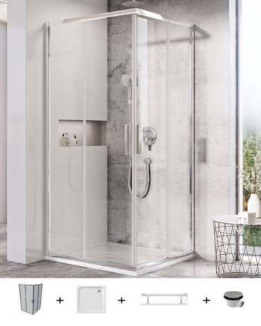 Ravak Blix Slim BLSRV2 5in1 dušo komplektas, 80x80 (pasirenkama profilių spalva)