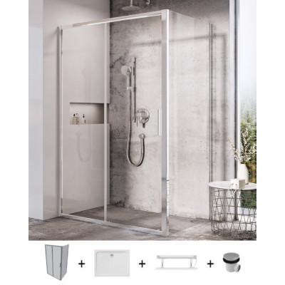 Ravak dušo komplektas Blix Slim 100x80, chromo spalvos profiliai, pasirenkama pusė
