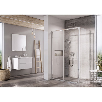 Ravak dušo komplektas Blix Slim 100x80, chromo spalvos profiliai, pasirenkama pusė