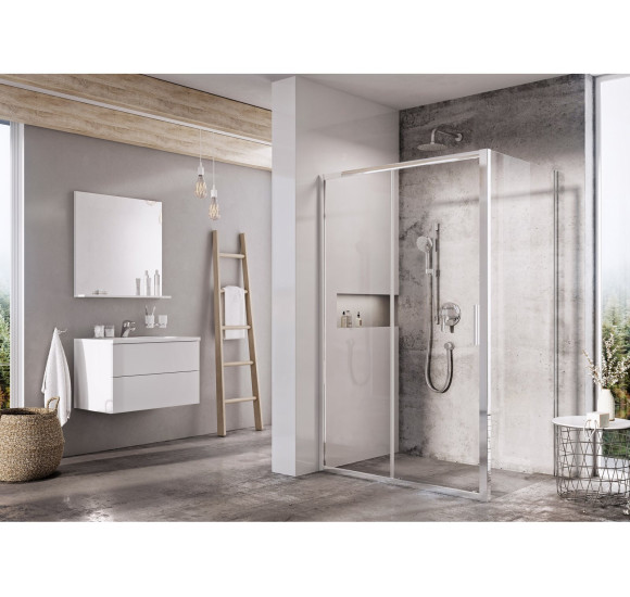 Ravak dušo komplektas Blix Slim 100x80, chromo spalvos profiliai, pasirenkama pusė