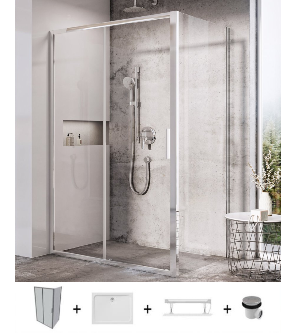 Ravak 5in1 Blix Slim dušo komplektas, 120x90 (pasirenkama profilių spalva ir durų pusė)