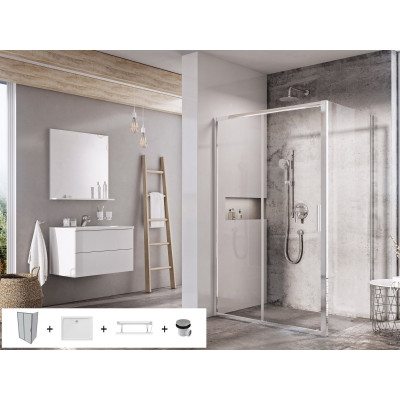 Ravak 5in1 Blix Slim dušo komplektas, 120x90 (pasirenkama profilių spalva ir durų pusė)