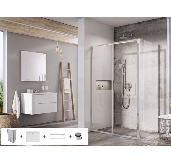 Ravak 5in1 Blix Slim dušo komplektas, 120x90 (pasirenkama profilių spalva ir durų pusė)