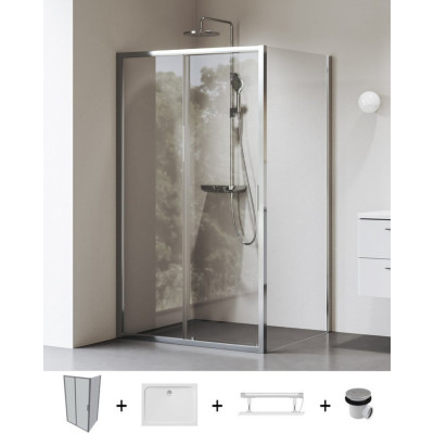 Ravak Blix II NBLDP2+NBLPS dušo komplektas, 80x100, chromo spalvos profiliai