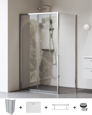 Ravak Blix II NBLDP2+NBLPS dušo komplektas, 80x100, chromo spalvos profiliai