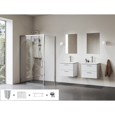 Ravak Blix II NBLDP2+NBLPS dušo komplektas, 90x120, chromo spalvos profiliai