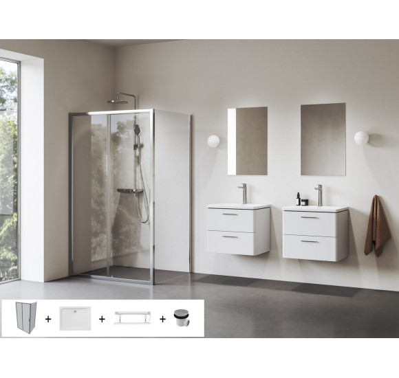 Ravak Blix II NBLDP2+NBLPS dušo komplektas, 90x120, chromo spalvos profiliai