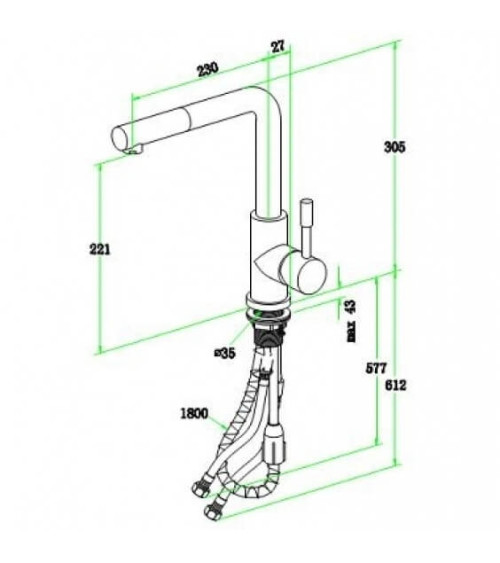 Maišytuvas plautuvei su ištraukiamu dušeliu Villeroy & Boch Steel Shower, pasirenkama spalva