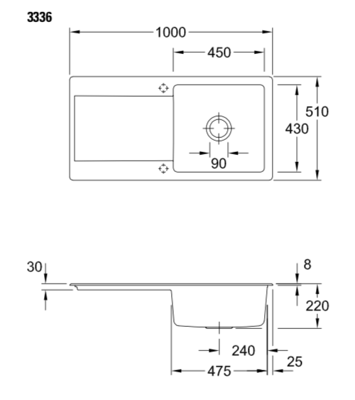 Villeroy & Boch Siluet 60 keraminė plautuvė