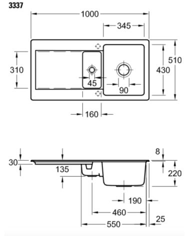Villeroy & Boch Siluet 60 R keraminė plautuvė