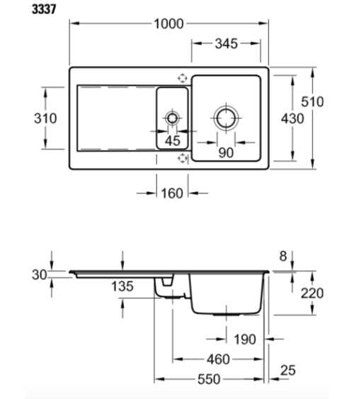Villeroy & Boch Siluet 60 R keraminė plautuvė