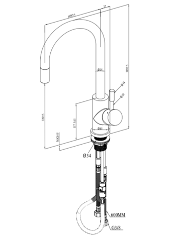 Villeroy & Boch maišytuvas plautuvei su ištraukiamu dušeliu Umbrella Flex, pasirenkama spalva