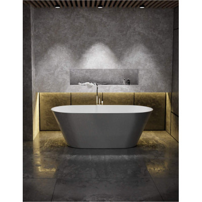 Akmens masės vonia VAYER BALARA 1632x798 balta su click-clack chromo sifonu, vonia be persipylimo