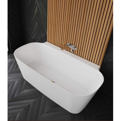 Akmens masės vonia VAYER NOVA 2 1640X830 balta su click-clack chromo sifonu, be persipylimo