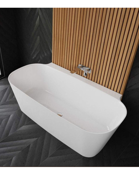 Akmens masės vonia VAYER NOVA 2 1640X830 balta su click-clack chromo sifonu, be persipylimo