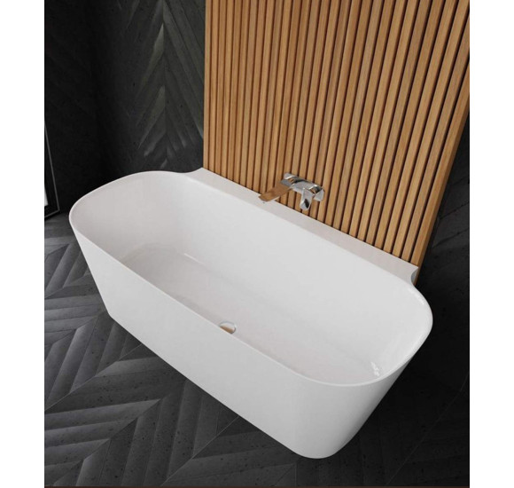 Akmens masės vonia VAYER NOVA 2 1640X830 balta su click-clack chromo sifonu, be persipylimo