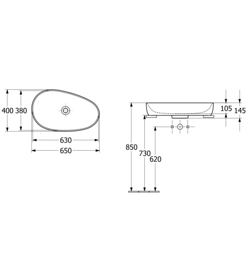 Villeroy & Boch Antao pastatomas praustuvas 65 cm, pasirenkama spalva