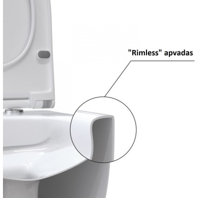 Bocchi V-Tondo COMPACT pakabinamas klozetas "Rimless" be dangčio