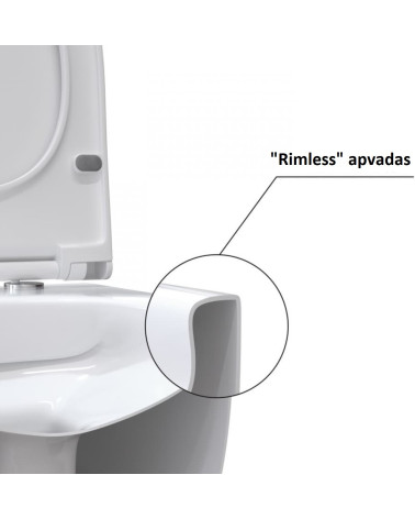 Bocchi V-Tondo COMPACT pakabinamas klozetas "Rimless" be dangčio