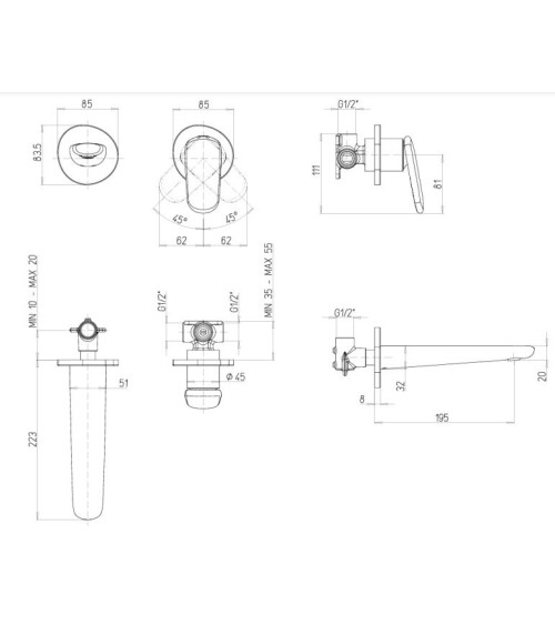 Villeroy & Boch Antao 2 dalių maišytuvas praustuvui, pasirenkama spalva