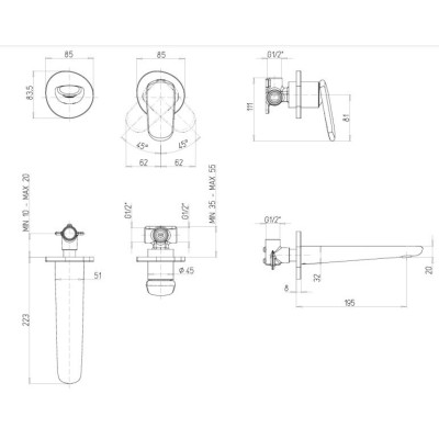 Villeroy & Boch Antao 2 dalių maišytuvas praustuvui, pasirenkama spalva