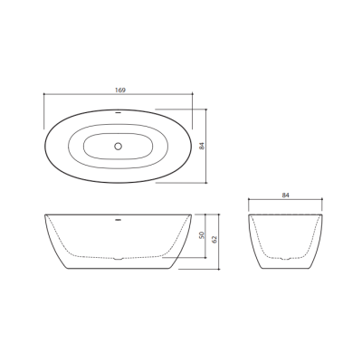 Balteco CADE XONYX Akmens masės vonia 169x84