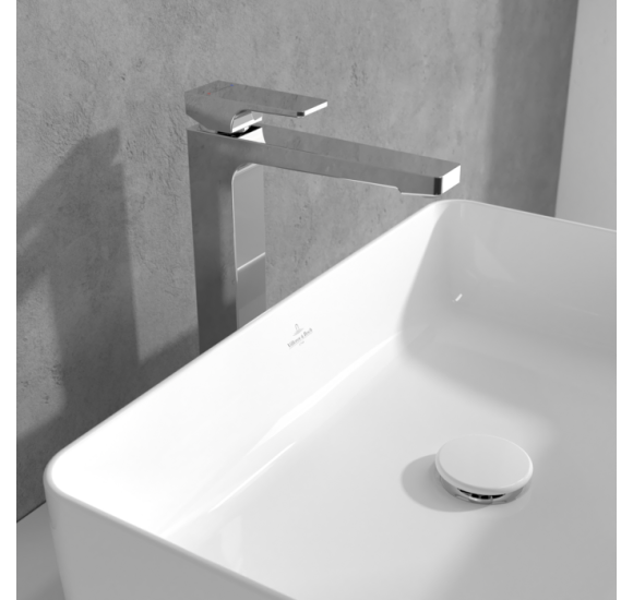 Villeroy & Boch Architectura Square Tall maišytuvas praustuvui su dugno vožtuvu, pasirenkama spalva