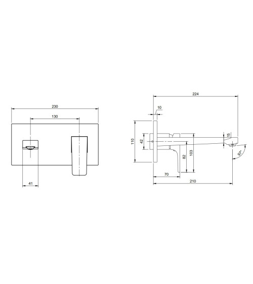 Villeroy & Boch Architectura Square potinkinis praustuvo maišytuvas su snapu, pasirenkama spalva