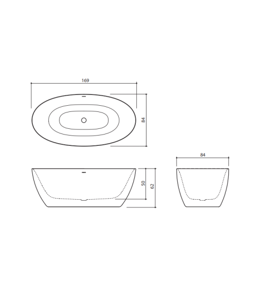Balteco CADE XONYX Akmens masės vonia 169x84