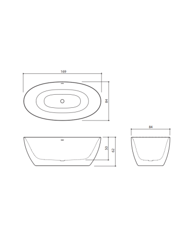 Balteco CADE XONYX Akmens masės vonia 169x84