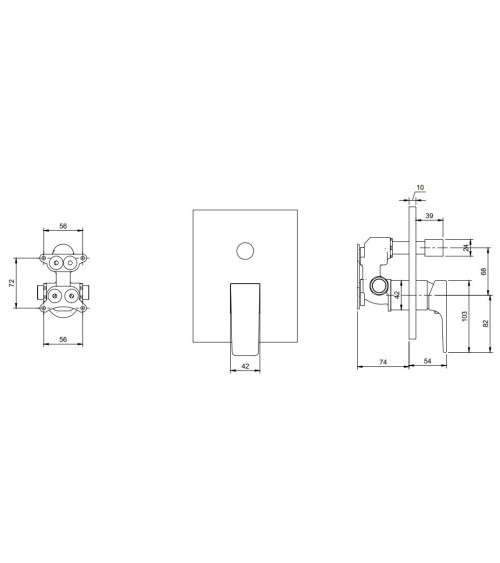 Villeroy & Boch Architectura Square potinkinis vonios/dušo maišytuvas su diverteriu, pasirenkama spalva