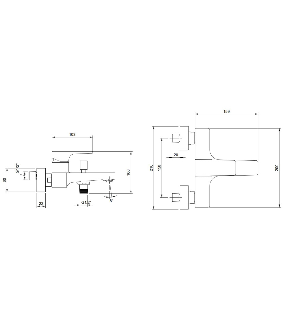 Villeroy & Boch Architectura Square vonios maišytuvas, pasirenkama spalva