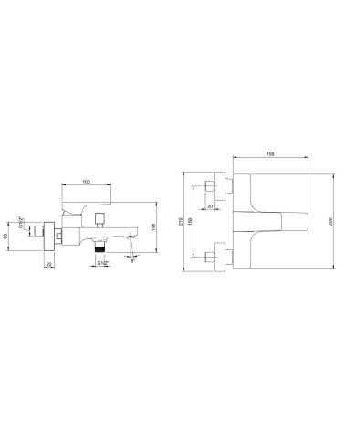 Villeroy & Boch Architectura Square vonios maišytuvas, pasirenkama spalva