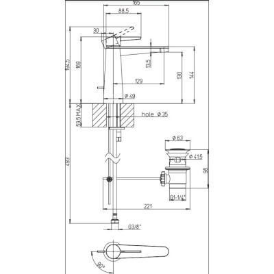 Villeroy & Boch Conum maišytuvas praustuvui su dugno vožtuvu, pasirenkama spalva