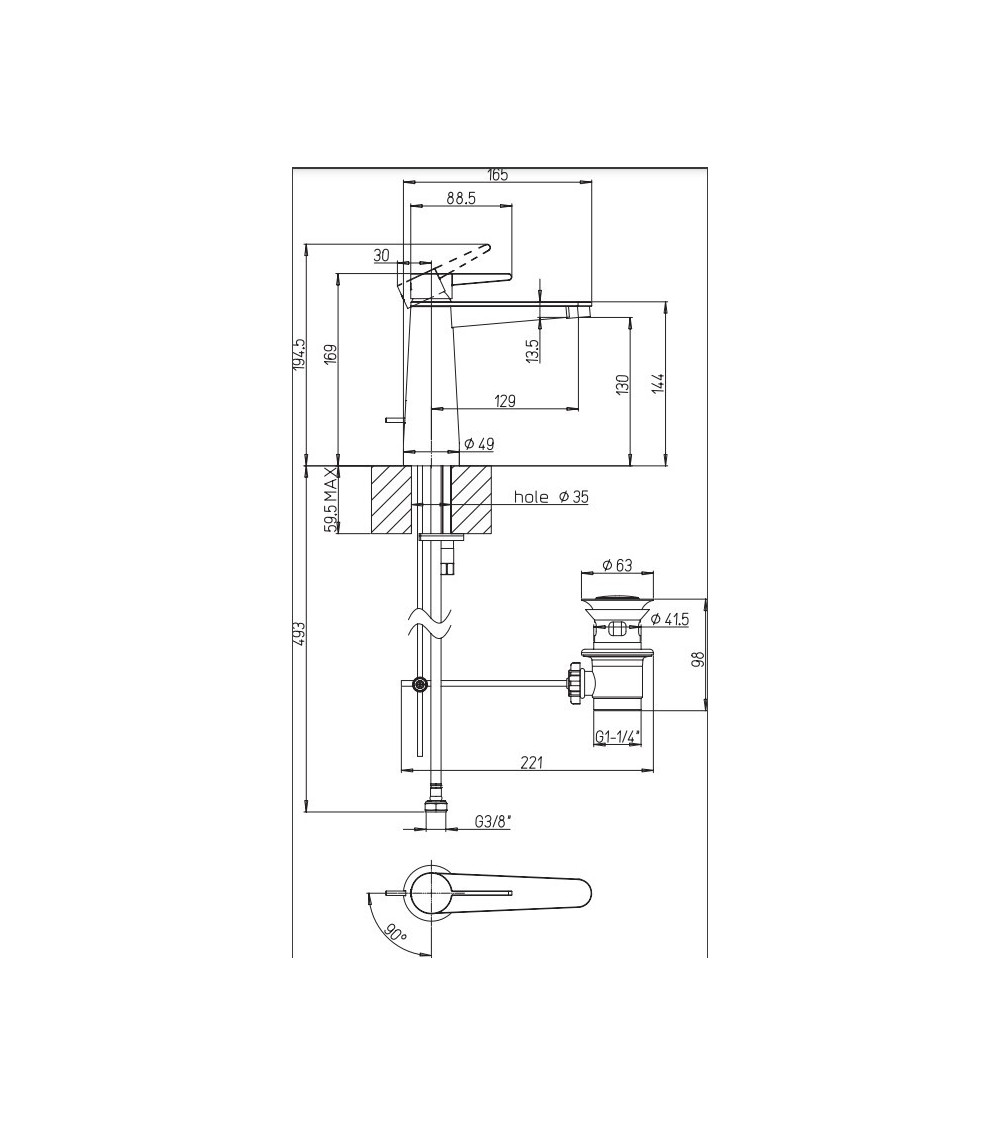 Villeroy & Boch Conum maišytuvas praustuvui su dugno vožtuvu, pasirenkama spalva