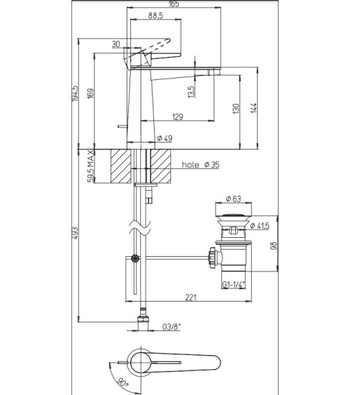 Villeroy & Boch Conum maišytuvas praustuvui su dugno vožtuvu, pasirenkama spalva