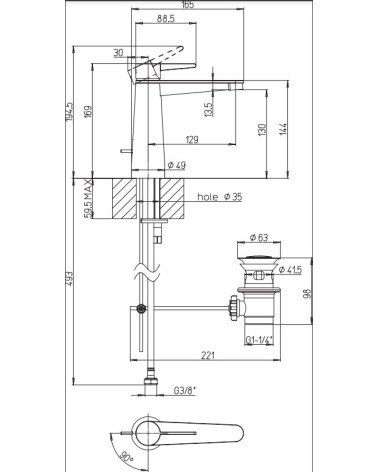 Villeroy & Boch Conum maišytuvas praustuvui su dugno vožtuvu, pasirenkama spalva