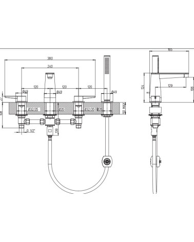 Villeroy & Boch Conum 4 dalių maišytuvas voniai, pasirenkama spalva