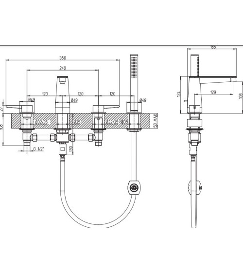 Villeroy & Boch Conum 4 dalių maišytuvas voniai, pasirenkama spalva