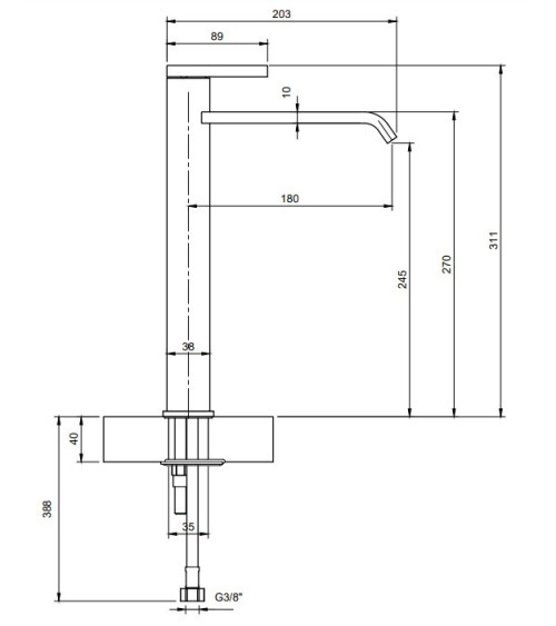 Villeroy & Boch Dawn Tall maišytuvas praustuvui, su lenktu snapeliu, be dugno vožtuvo, pasirenkama spalva