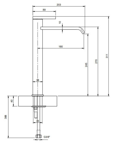Villeroy & Boch Dawn Tall maišytuvas praustuvui, su lenktu snapeliu, be dugno vožtuvo, pasirenkama spalva