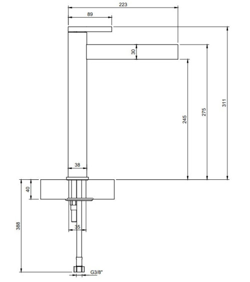 Villeroy & Boch Dawn Tall maišytuvas praustuvui be dugno vožtuvo, pasirenkama spalva