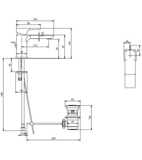 Villeroy & Boch Subway 3.0 maišytuvas praustuvui su dugno vožtuvu, pasirenkama spalva