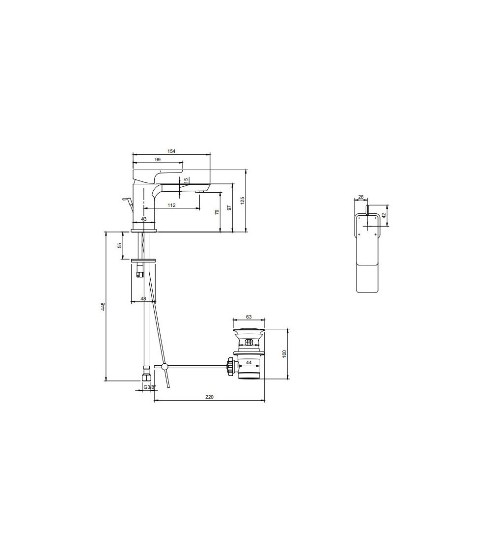 Villeroy & Boch Subway 3.0 maišytuvas praustuvui su dugno vožtuvu, pasirenkama spalva
