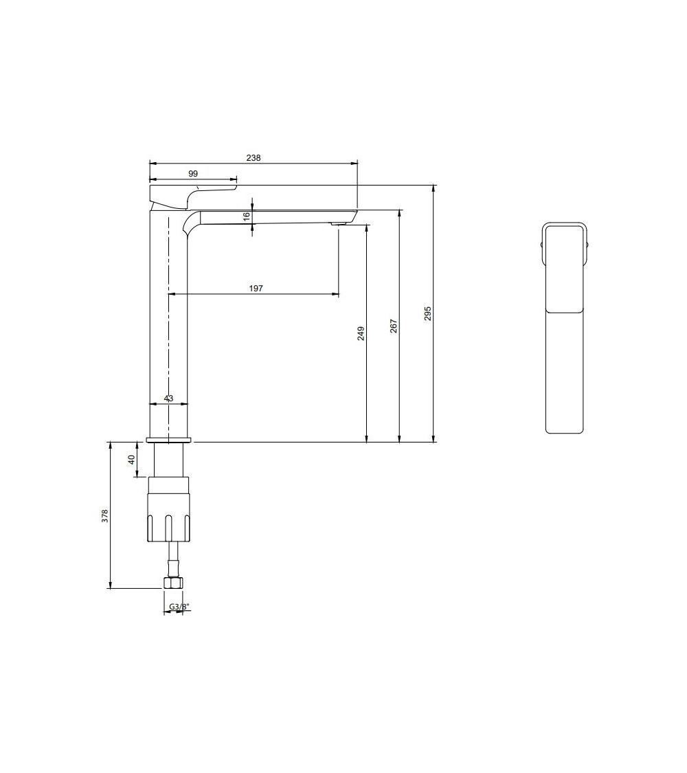 Villeroy & Boch Subway 3.0 Tall maišytuvas praustuvui be dugno vožtuvo, pasirenkama spalva